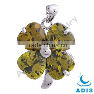 Fashion Jewelry Alloy Flower Pendant Four-leaf Clover Pendant With Zircon thumbnail-1