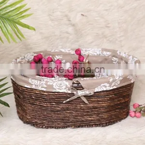 Handmade Maize Basket Flat Knitting Corn Rope Rattan Storage Basket Set of 3 thumbnail-1