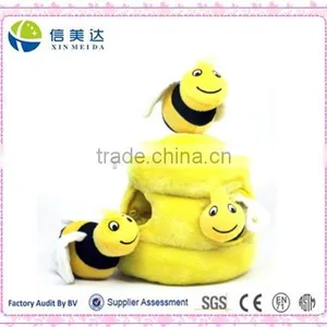 Large and Yellow 4-Piece Bee Plush Dog Toys Squeak Toy Quality Choice thumbnail-1