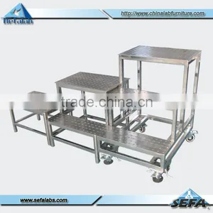 High Quality Hospital Mobile Stainless Steel Tray Rack Trolley thumbnail-2