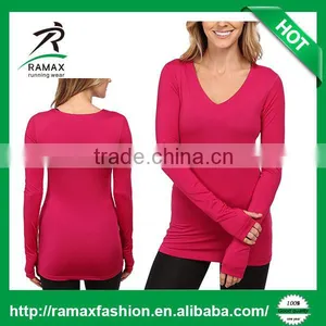 Ramax Custom Women Tight Long Sleeve V-neck Dri Fit Gym Top thumbnail-1