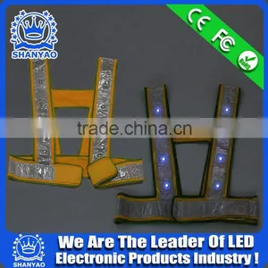 2016 Hot Selling LED Fluorescent Refletive Vest For Road Safety At Night thumbnail-4
