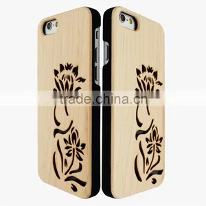 Beautiful Flower Hollow Out Good Hand Feeling PC/TPU & Wood Two in One Phone Case for Iphone 6 thumbnail-4