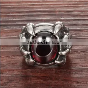 DAIHE Titanium Steel Men's Ring With Red AAA Zircon Domineering Europe thumbnail-2