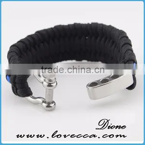 Black Ajustable Stainless Steel Shackles for Survival Paracord Bracelet With Logo thumbnail-5