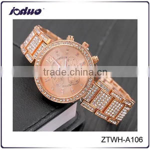 Top Sell Rose Gold Rhinestone Women Watch Design thumbnail-1