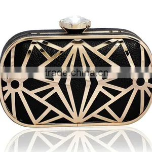 2014 Leather With Metal Hollow Evening Bags Fashion Clutch Evening Bag thumbnail-1