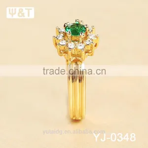 Jingli Jewelry Green Stone Gold Plated Ring (YJ-348) thumbnail-3