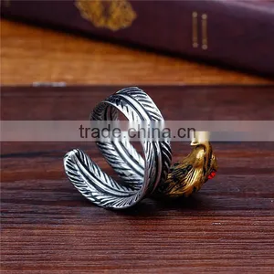 Gold Head Gothic Smart Custom Surgical Stainless Steel Eagle Ring thumbnail-4