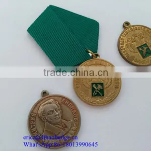Personalized Russian Style Pressing Flat Iron Brass Diamante Rhinestone Military Russia Medals With Ribbon thumbnail-1