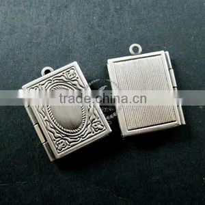 19x26mm Vintage Style Antiqued Silver Brass Book Shape Sqaure Photo Locket Pendant Charm DIY Supplies 1193002 thumbnail-1