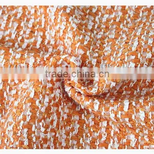 Widely Use Orange Wool Polyester Tweed Fabric/thick Tweed Heavy Woolen Fabric thumbnail-2