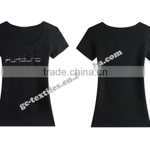 Girl's Hot Fix Rhinestone Slim Short Sleeve T-shirts for Promotion thumbnail-2