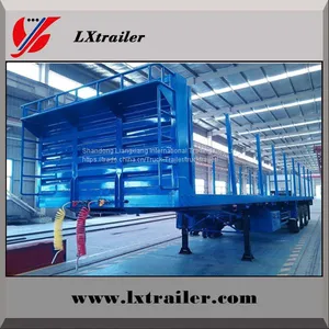 3 Axles 45Tons Flatbed Wood Logging Transport Semi Trailer thumbnail-3