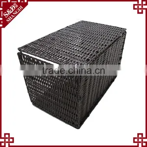Wholesales Washable PE Rattan Handewoven Folding Plastic Basket Used for Hotel Laundry Storage thumbnail-1