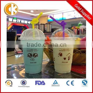 500ml Disposable Plastic Round Lid Milk Tea Cups With Customer Logo thumbnail-1