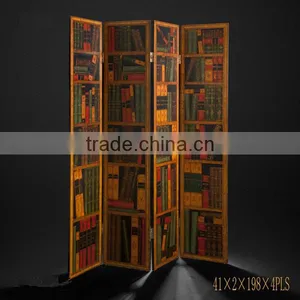 Traditional Hand Painting Three Door Folding Screen, Retro Furniture Decorative Wooden Floor Screen With Crackle thumbnail-6