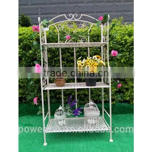 Nicely Classical Metal Vintage Wrought Iron 3 Tier Shelf For Home Decoration Patio Garden Shelf thumbnail-1