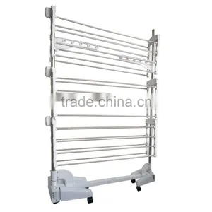 Clothes Airer Drying Rack Extra Large Deluxe 3 Tier Clothes Drying Rail (20M Hanging Space) White and Orange Folding Hangers Fla thumbnail-2