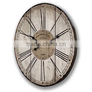 Oval Shape Wooden Wall Clock MDF Wall Clock Vintage Wall Clock Wholesale thumbnail-1