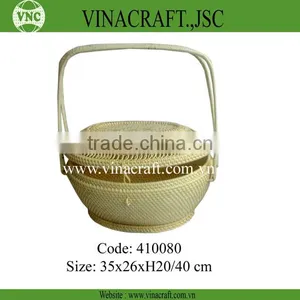 Natural Picnic Rattan Basket With Handles thumbnail-1