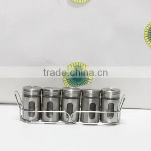 Metal Coated Glass Salt and Pepper Shaker With Metal Rack thumbnail-3