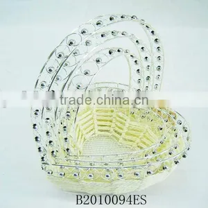 Silver Metal Wire and Paper Rope Rectangle Fruit Storage Basketry thumbnail-1