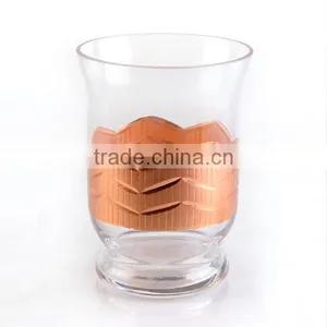 High Quality Glass Hurricane and Glass Candle Holder With Cooper thumbnail-3