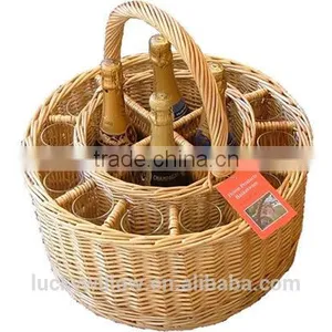 Willow Drinks Baskets, ,Glass Divider Basket,wicke Bottle Carrier Basket thumbnail-6