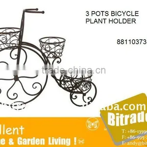 3 Pots Metal Bicycle Plant Holder thumbnail-1