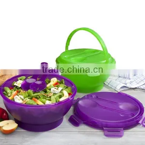 Salad Bowl With Cooling Pack and Carry Handle /Salad Bowl to go With Cooling Pack thumbnail-1