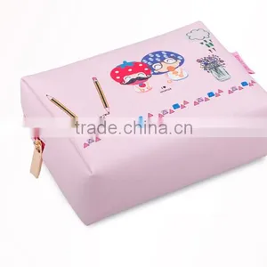 Women Pink Travel Cosmetic Bag With Zipper and Logo thumbnail-3