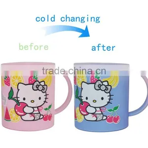Novelty 2015 Hot Water Color Change Plastic Mug With Handle thumbnail-1