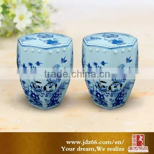 Fancy Outdoor Blue and White Ceramic Stool Furniture thumbnail-1