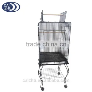 20" Open Top Parrot Cage With Stand In Black thumbnail-2