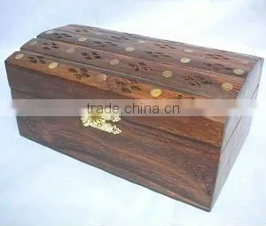 Wooden Jewelry Box With Brass Work, Large thumbnail-1