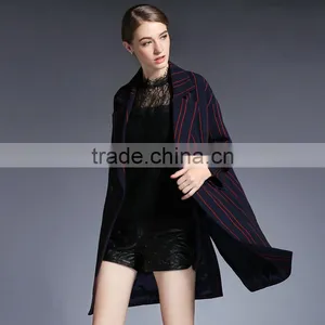 XL-5XL Women Trench Coat Winter New Design Elegant Ladies Double Breasted Striped Trendy Outerwear Classic Swing Coats Plus Size thumbnail-2