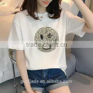White Woman Fashion Design Custom Printing 100% Cotton Soft Loose Women's t Shirts Cotton thumbnail-1