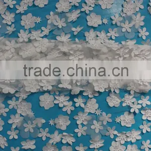 China Manufacturer 3d Flower Lace Embroidered Fabric thumbnail-5