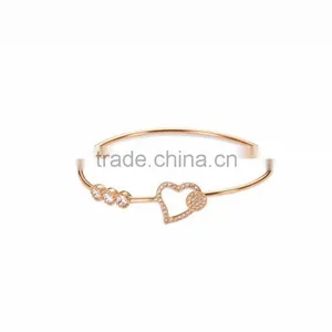 Rose Gold Plated Fancy CZ Studded Heart Bracelet thumbnail-1
