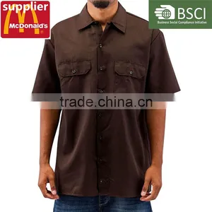 OEM China Factory Dark Color Work Wear Clothes Short Sleeve Durable Work Uniforms for Men thumbnail-1