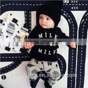 2016 Summer Baby Fashion Style Baby Boy Clothes Set, Baby Girl Clothes Soft and Comfortable T-shirt + Pants 2pcs Sets thumbnail-1