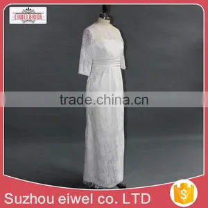 2017 Short Sleeve Sheath/Column New Wedding Dress Lace Appliques thumbnail-2