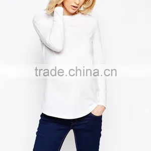 100% Cotton Long Sleeve Fashion Knitted Fabric o Neck Maternity Top Clothes thumbnail-2