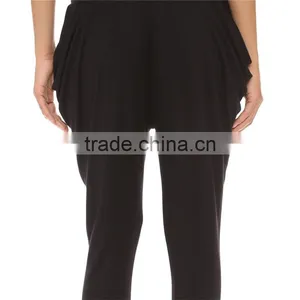 OEM Soft Lounge Ribbed Waist Tapered Leg Imperial Harem Pants Black thumbnail-6