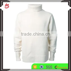 Wholesale Custom Winter/Autumn Cream High Neck Men Woolen Sweater Design thumbnail-1