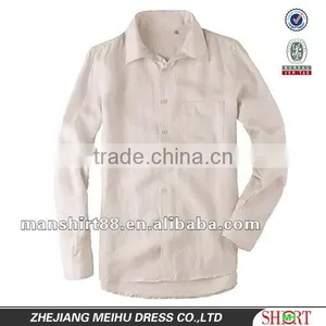 Exclusive Style Natural Fiber 100%Organic White Linen Shirt for Men Peaked Collar S,M,L,XL,XXL thumbnail-2