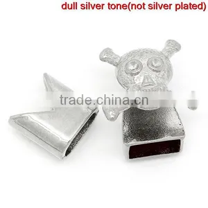Bracelet End Bar Clasps With Slider For Leather Bracelet Halloween Skull Silver Tone 19x18mm 13x13mm thumbnail-1