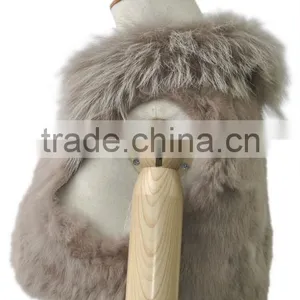 YR267 Ladies Rabbit and White Raccoon Belly Fur Vest thumbnail-2
