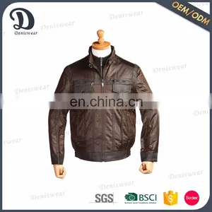 Professional Brown Leather Jacket Mens Jacket With 2 Flip Pockets thumbnail-3